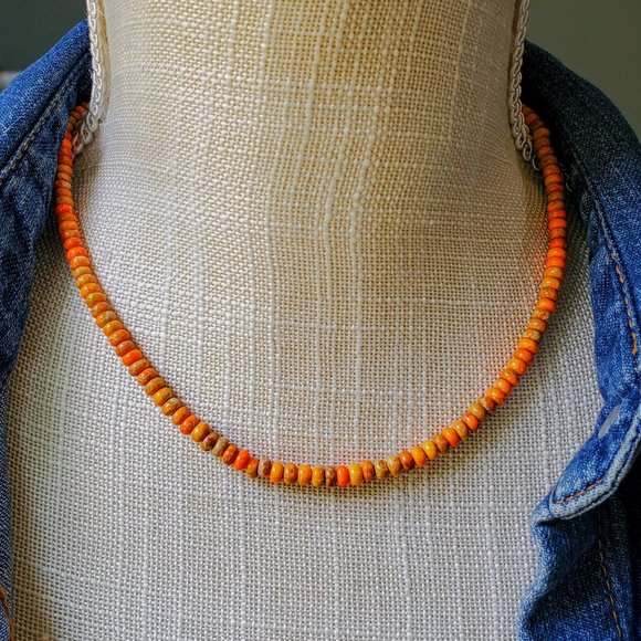 Orange Sea Sediment Jasper Necklace - Picture 6 of 7
